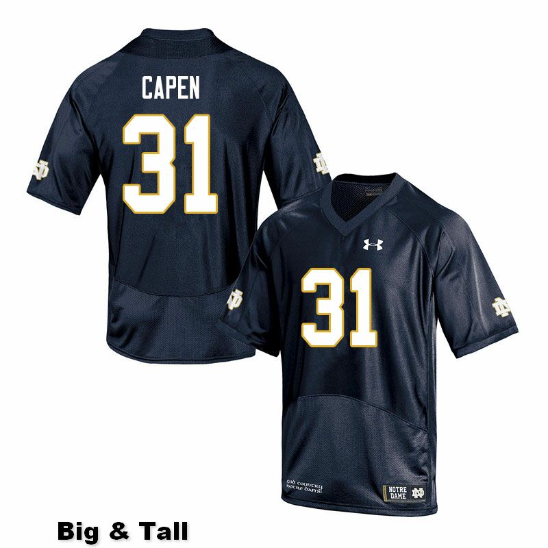 Men's NCAA Notre Dame Fighting Irish #31 Cole Capen Stitched College Under Armour Authentic Navy Big & Tall Football Jersey EK10P02DI